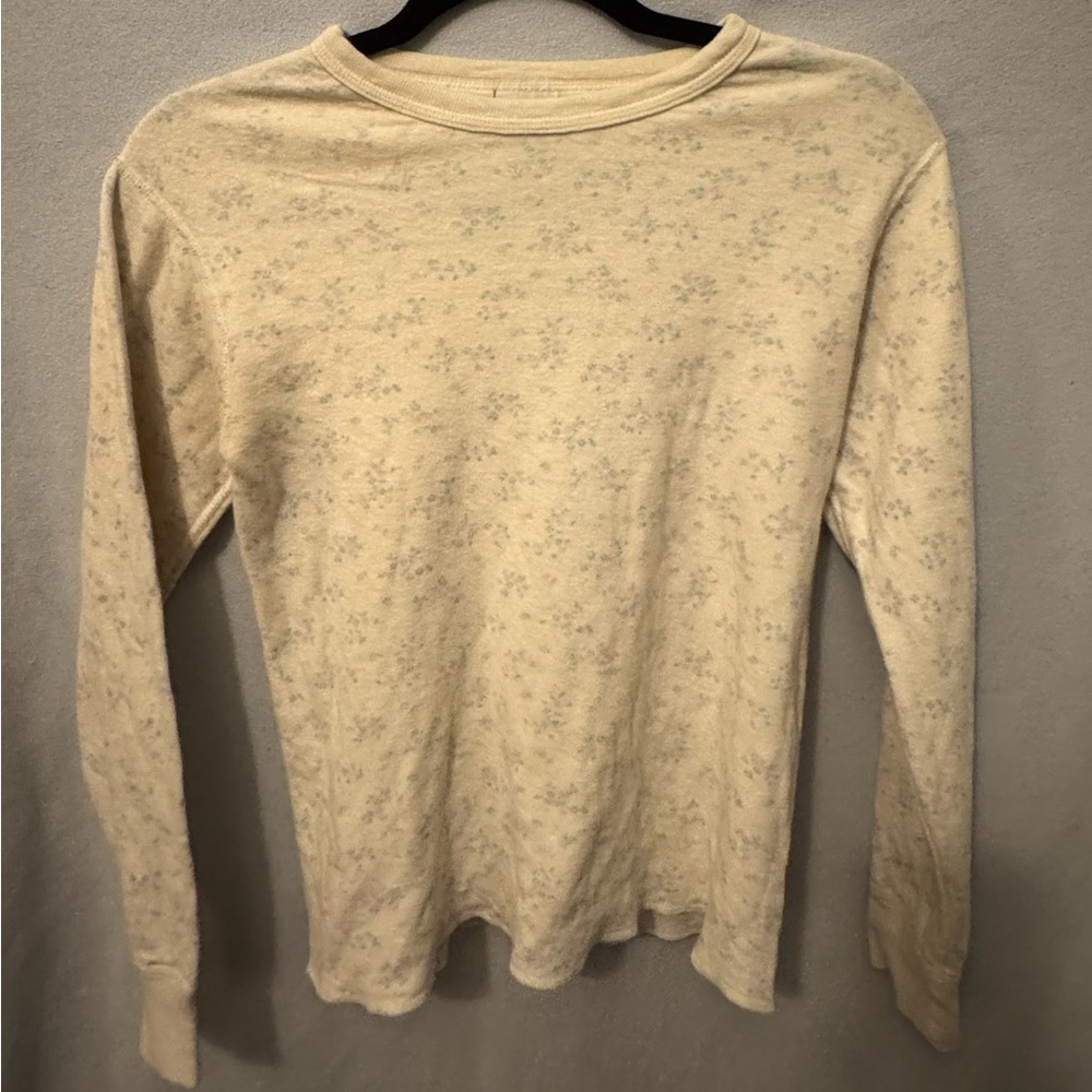 Women's Cream Floral Crew Neck Long Sleeved